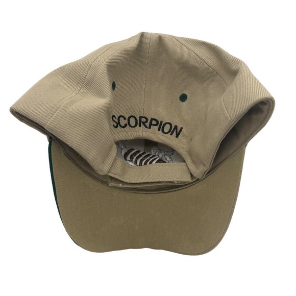 Scorpion Logo Hat / Cap Ninety Six Head Wear Tan Green Adjustable - Picture 3 of 6
